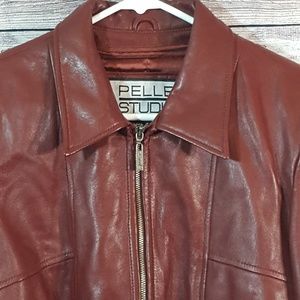 Wilson's Leather Belted Burgundy Jacket